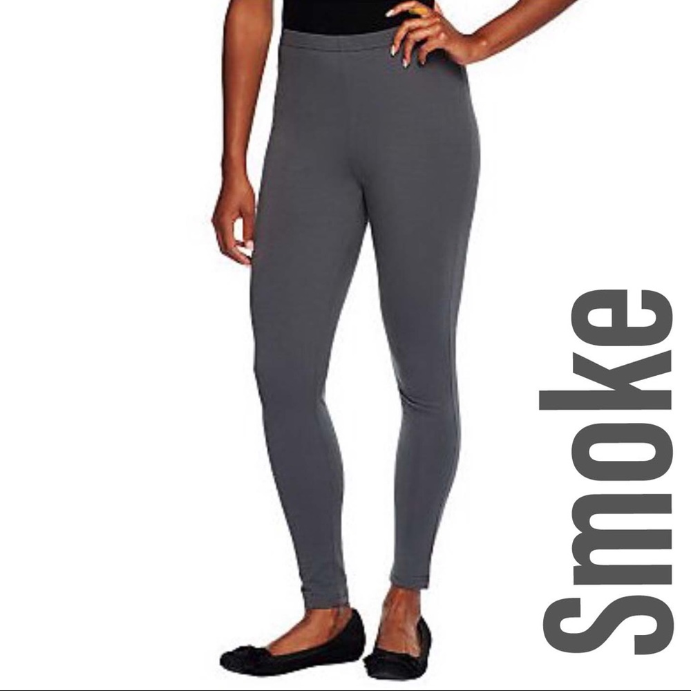 Women With Control Regular Fit Pull-On Knit Leggings, 2X Smoke Grey A235949